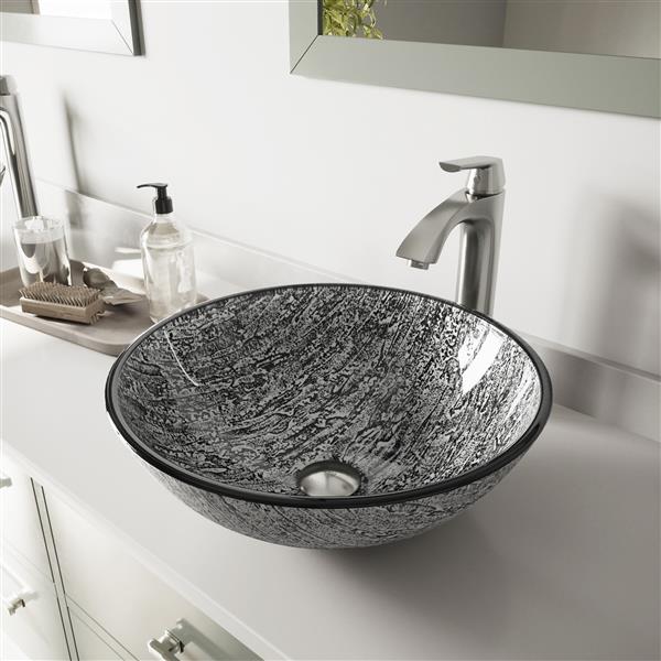 VIGO Titanium Vessel Bathroom Sink with Vessel Faucet VGT559 RONA