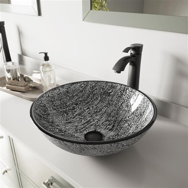 VIGO Titanium Vessel Bathroom Sink with Vessel Faucet VGT562 | RONA