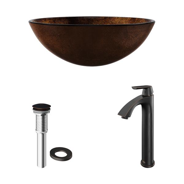 Vasque et robinet de salle de bain VIGO, bronze