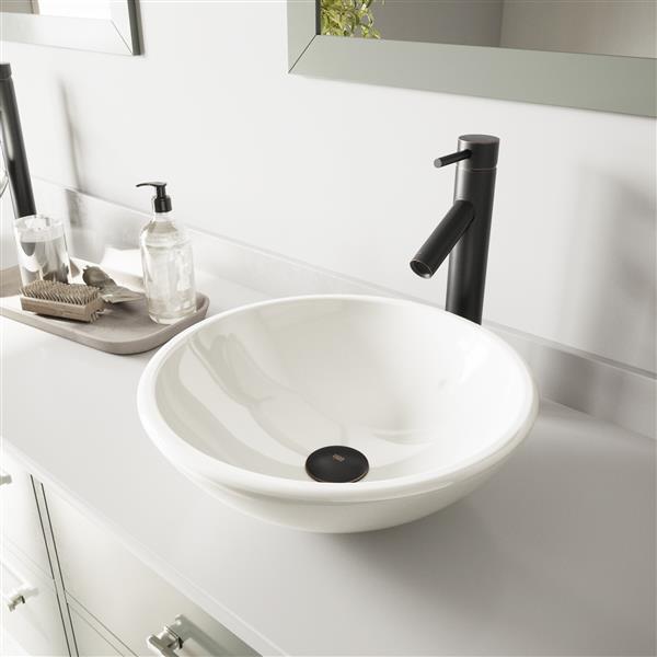 Vigo Elizabeth Vessel Bathroom Sink With Faucet Bronze