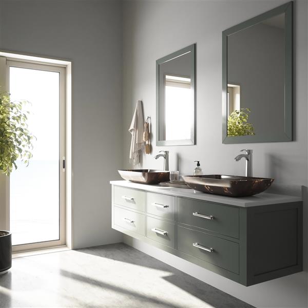 VIGO Glass Vessel Bathroom Sink with Faucet - Rubbed Bronze