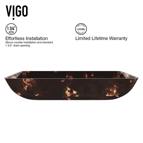 VIGO Glass Vessel Bathroom Sink with Faucet - Rubbed Bronze