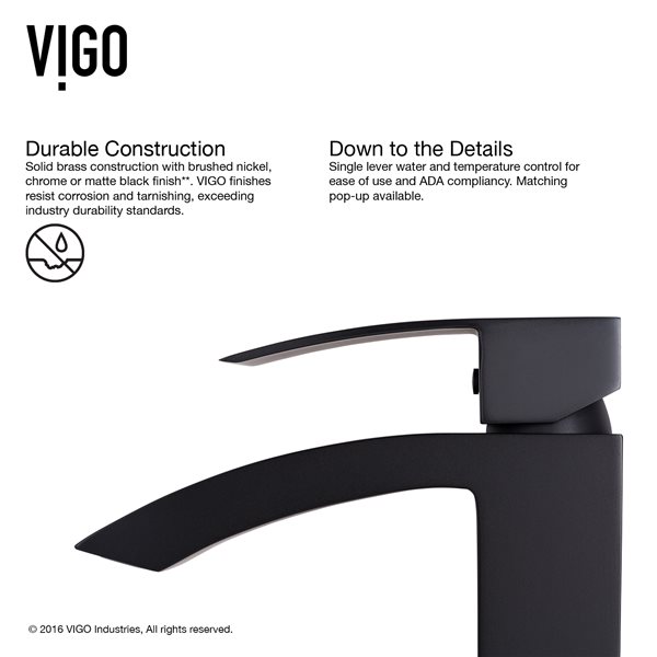 VIGO Glass&nbsp;13-in W x&nbsp;18-in L Onyx Rectangle Vessel Bathroom Sink with Duris Faucet and Pop-Up - Matte Black