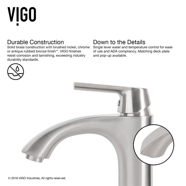 VIGO Glass&nbsp;13-in W x&nbsp;18-in L&nbsp;Onyx Rectangle Vessel Bathroom Sink with Linus Faucet and Pop-Up Drain - Brushed Nickel