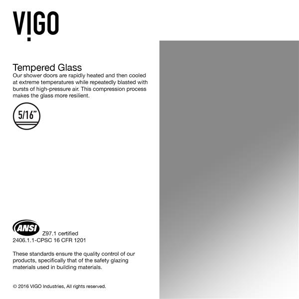 VIGO Rialto&nbsp;34-in W x&nbsp;58-in H Frameless Stainless Steel Hinged Tub Door with Clear Glass and Handle