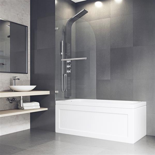 VIGO Orion&nbsp;34-in W x&nbsp;58-in H Frameless Chrome Hinged Tub Door with Clear Glass and Handle