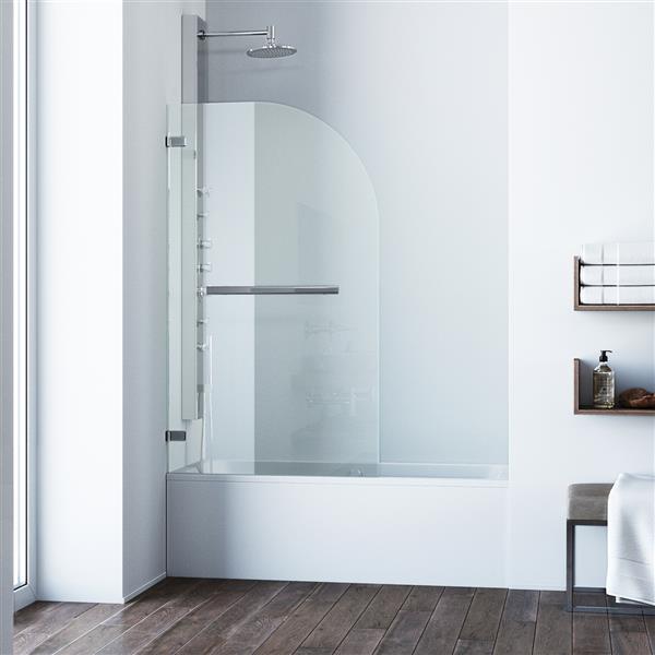 Orion 34-In W X 58-In H Frameless Chrome Hinged Tub Door With Clear Glass And Handle