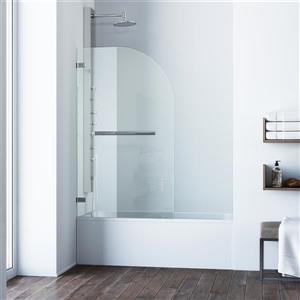 VIGO Orion 34-in W x 58-in H Frameless Chrome Hinged Tub Door with Clear Glass and Handle