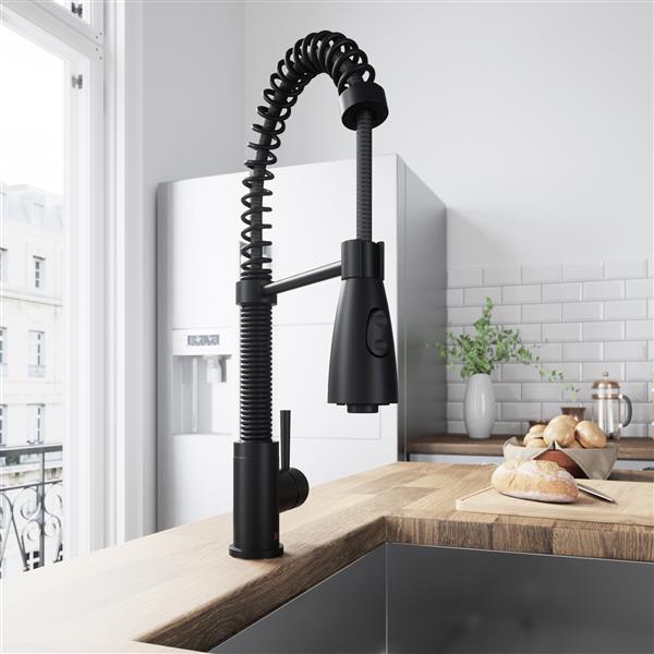 Brant Pull-Down Spray Kitchen Faucet - Matte Black