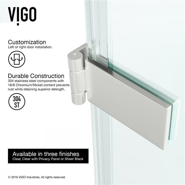 Vigo Soho Frameless Shower Door 28 In X 26 In X 70 In Clear Glass