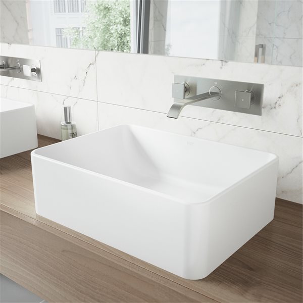 VIGO Titus&nbsp;3-in H Two-Handle Bathroom Wall Mount Faucet - Brushed Nickel