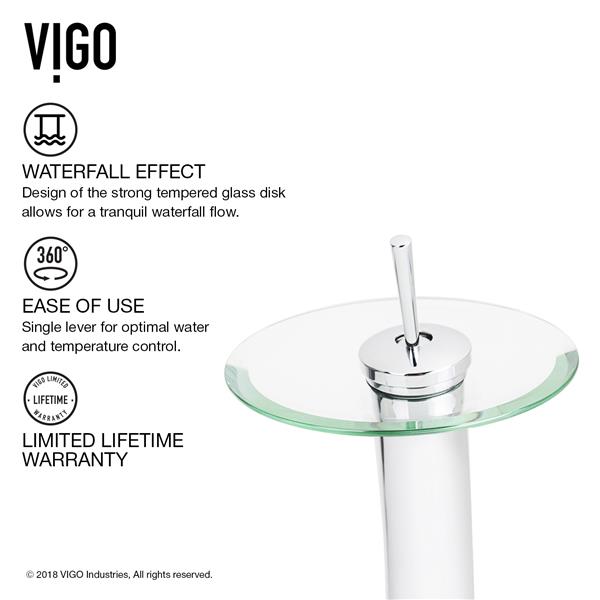 VIGO Waterfall Bathroom Vessel Faucet -  1 Handle - Chrome