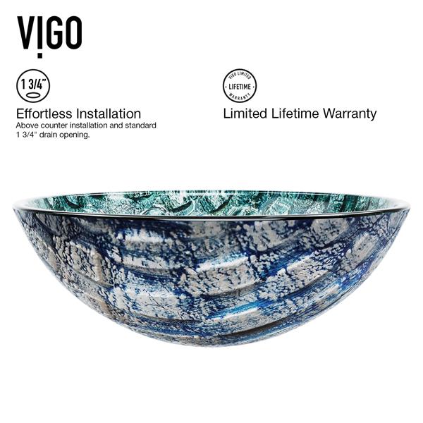 VIGO Oceania Glass Vessel Bathroom Sink - Multicoloured