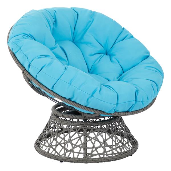 OSP Designs Papasan Fabric Lounge Chair - 1 Place - Blue