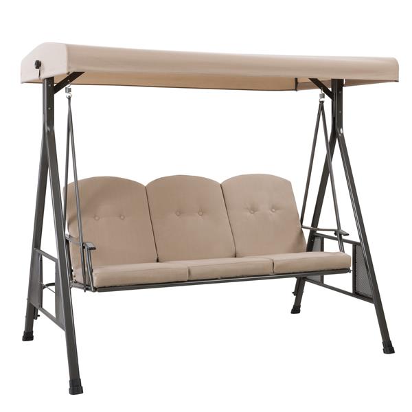 Corliving 3 Seat Patio Swing With Adjustable Canopy Beige 80