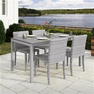 CorLiving Outdoor Dining Set 1 table and 4 chairs - Blended Grey/Grey