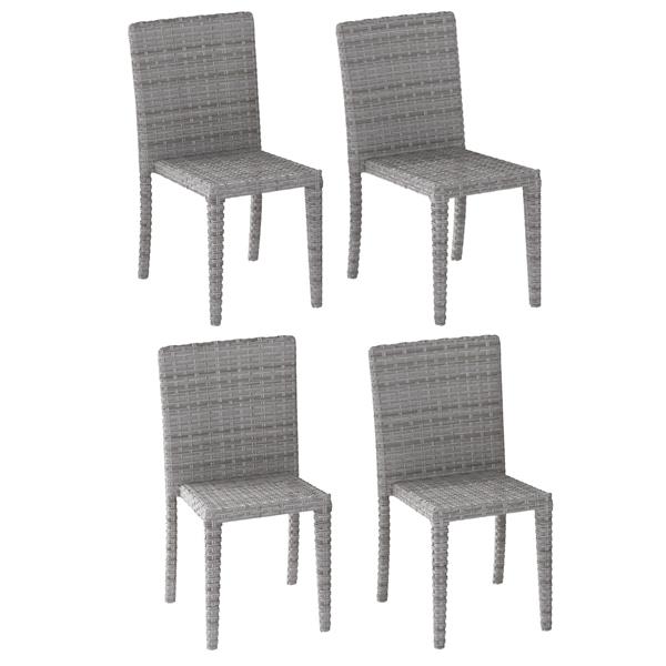 Corliving Rattan Wicker Dining Chairs, Grey Wicker Dining Chairs Outdoor