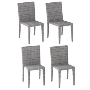 Chaises pour patio en osier de résine, gris, ensemble de 4