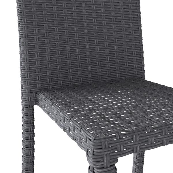 CorLiving Rattan Wicker Dining Chairs - Charcoal Grey - Set of 4