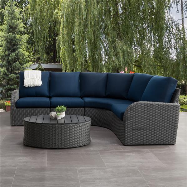 Corliving Curved Sectional Patio Set, Outdoor Curved Sectional