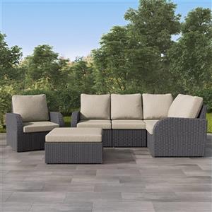 CorLiving Corner Sectional Patio Set, Charcoal Grey / Grey - 6pc