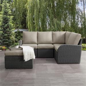 CorLiving Corner Sectional Patio Set, Charcoal Grey / Grey - 5pc