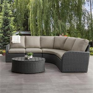CorLiving Curved Sectional Patio Set, Charcoal Grey / Grey - 5pc