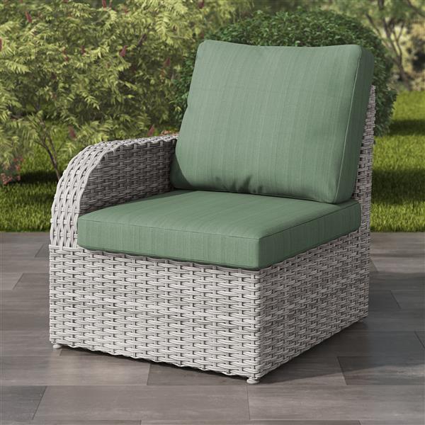 Corliving Blended Grey Resin Wicker Left Arm Patio Chair Green 29 Pcl 250 A Rona - Patio Chair Armrest Covers