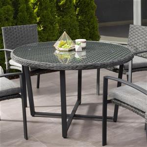 CorLiving Rattan Patio Dining Table - Distressed Charcoal Grey - 48"