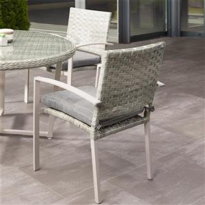 CorLiving Rattan Patio Dining Chairs - Grey/Grey Cushions - Set of 4