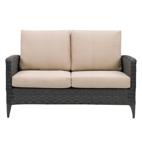 Corliving Rattan Sofa And Loveseat Patio Set Beige Cushions Pcl 100 Z2 Rona