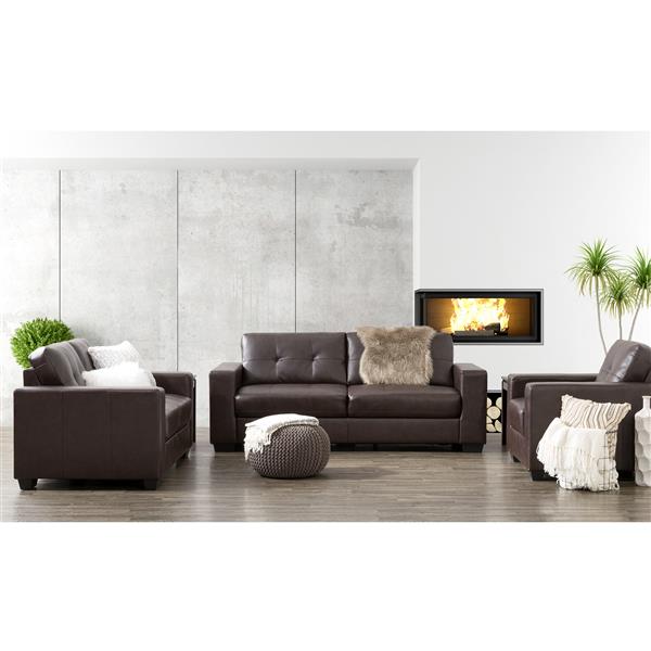 Corliving Tufted Bonded Leather Sofa, Tufted Leather Sofa Set