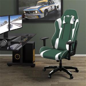 CorLiving High Back Ergonomic Gaming Chair - Green and White