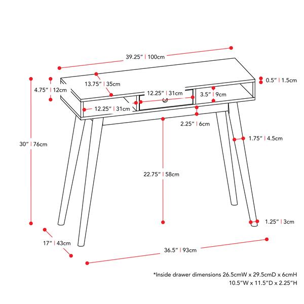 CorLiving Entryway Desk with Drawer and Cubbies, White