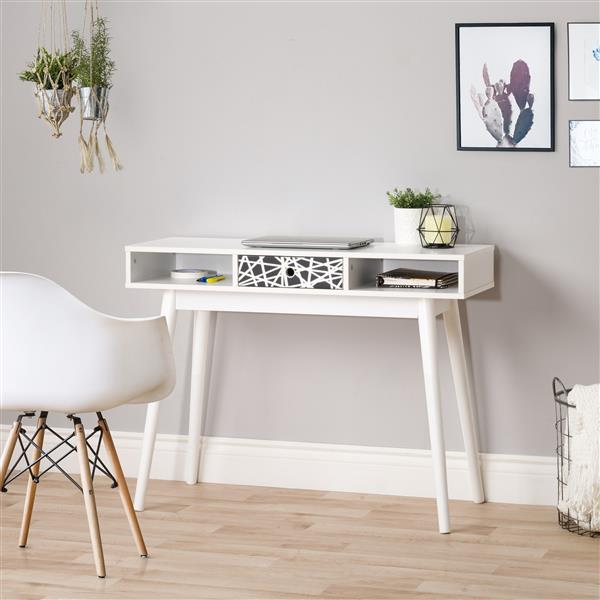 Corliving Entryway Desk With Drawer And Cubbies White Lff 301 D
