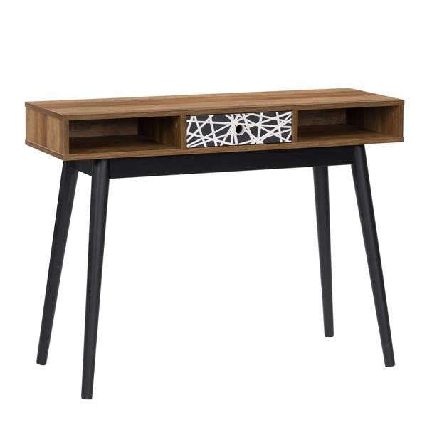 Bureau console tiroir et cubes rangement, brun et noir, 39 po