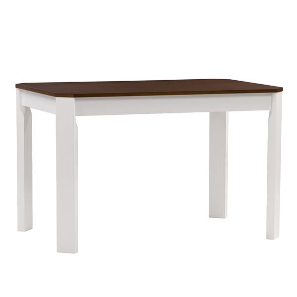 Corliving Table De Salle A Manger Bois Massif Blanc Brun 30 X