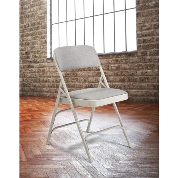National Public Seating Fabric Padded Folding Chair - 2300 Series - Grey - 4-Pack