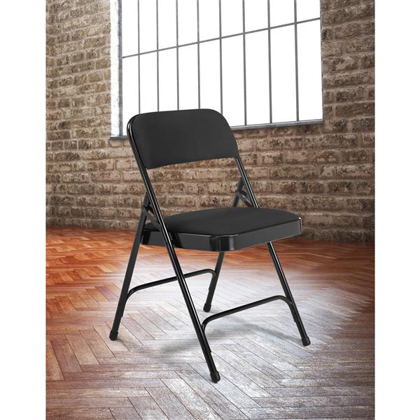 National Public Seating Fabric Padded Folding Chair - 2200 Series - Black - 4-Pack