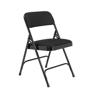 National Public Seating Fabric Padded Folding Chair - 2200 Series - Black - 4-Pack