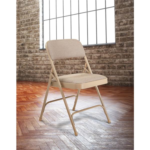 National Public Seating Fabric Padded Folding Chair - 2200 Series - Beige - 4-Pack