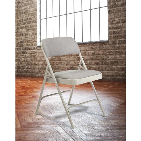 National Public Seating Fabric Padded Folding Chair - 2200 Series - Grey - 4-Pack
