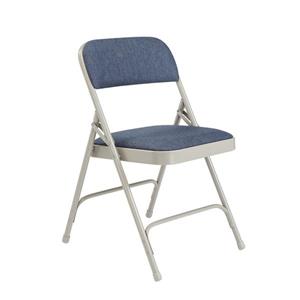 National Public Seating Fabric Padded Folding Chair- 2200 Series- Blue/Grey - 4-Pack