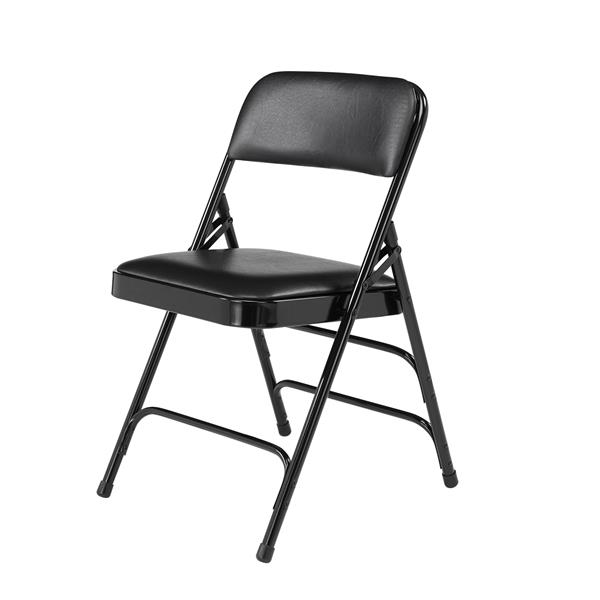 National Public Seating 1300 Series Vinyl Padded Folding Chair - Black - 4-Pack