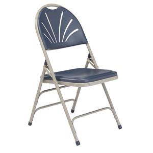 National Public Seating 1100 Series Fan Back Folding Chair - Dark Blue - 4-Pack