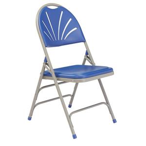 National Public Seating 1100 Series Fan Back Folding Chair - Blue - 4-Pack