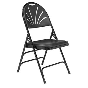 National Public Seating 1100 Series Fan Back Folding Chair - Black - 4-Pack