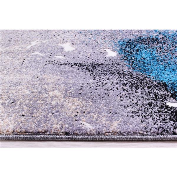 Tapis «Ardene» abstrait, 7 pi x 10 pi, gris/turquoise