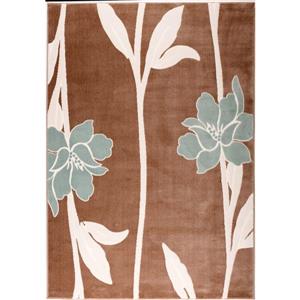 Tapis avec motif floral rectangulaire, 8' x 11', brun