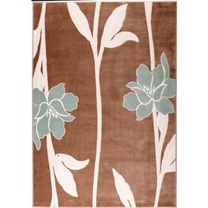 Tapis avec motif floral rectangulaire, 5 pi x 8 pi, brun